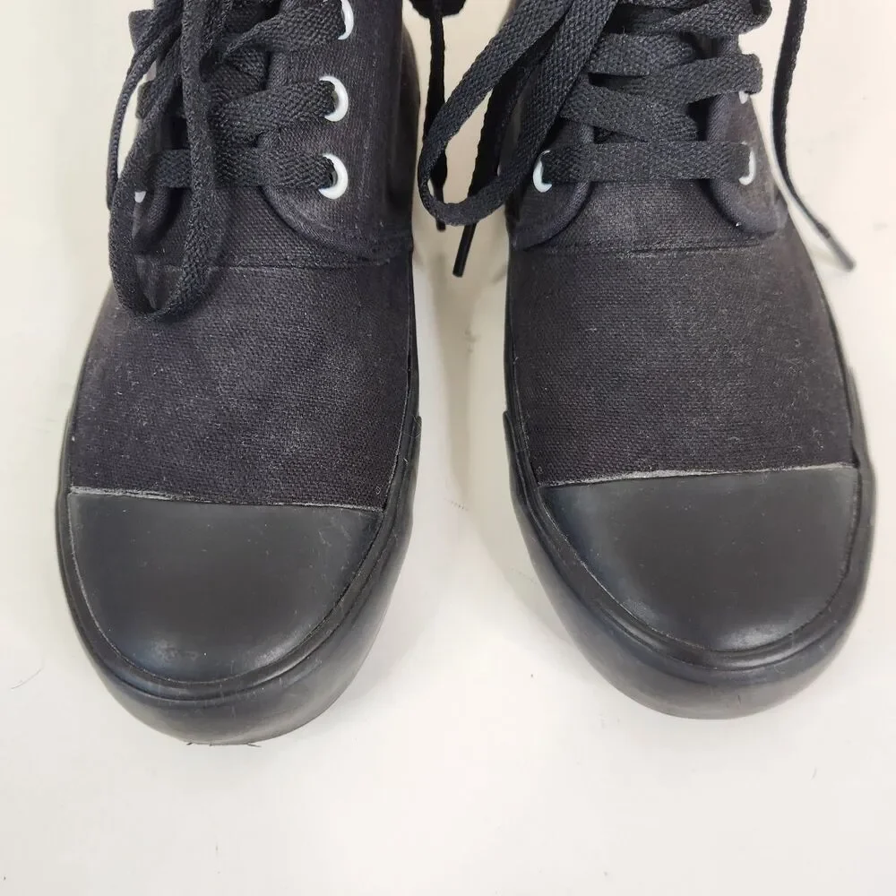 Bangs All Black Canvas Lace Up High Top Sneakers Womens 9